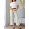 image:imageDokotoo Womens Satin Cowl Neck Blouse Short Puff Sleeve Elegant Tops Business Casual OutfitsWhite