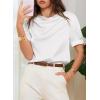 image:imageDokotoo Womens Satin Cowl Neck Blouse Short Puff Sleeve Elegant Tops Business Casual OutfitsWhite