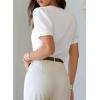 image:imageDokotoo Womens Satin Cowl Neck Blouse Short Puff Sleeve Elegant Tops Business Casual OutfitsWhite