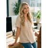image:imageDokotoo Womens Short Sleeve Babydoll Tops Lace Trim V Neck Cotton Tunic Shirts for Women 2026 Summer Spring BlouseApricot