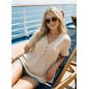 image:imageDokotoo Womens Short Sleeve Babydoll Tops Lace Trim V Neck Cotton Tunic Shirts for Women 2026 Summer Spring BlouseApricot