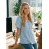 image:imageDokotoo Womens Short Sleeve Babydoll Tops Lace Trim V Neck Cotton Tunic Shirts for Women 2026 Summer Spring BlouseBeau Blue