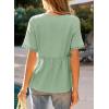image:imageDokotoo Womens Short Sleeve Babydoll Tops Lace Trim V Neck Cotton Tunic Shirts for Women 2026 Summer Spring BlouseClearly Aqua