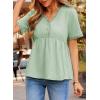 image:imageDokotoo Womens Short Sleeve Babydoll Tops Lace Trim V Neck Cotton Tunic Shirts for Women 2026 Summer Spring BlouseClearly Aqua