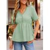 image:imageDokotoo Womens Short Sleeve Babydoll Tops Lace Trim V Neck Cotton Tunic Shirts for Women 2026 Summer Spring BlouseClearly Aqua