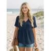 image:imageDokotoo Womens Short Sleeve Babydoll Tops Lace Trim V Neck Cotton Tunic Shirts for Women 2026 Summer Spring BlouseSail Blue