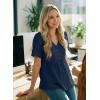 image:imageDokotoo Womens Short Sleeve Babydoll Tops Lace Trim V Neck Cotton Tunic Shirts for Women 2026 Summer Spring BlouseSail Blue