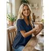 image:imageDokotoo Womens Short Sleeve Babydoll Tops Lace Trim V Neck Cotton Tunic Shirts for Women 2026 Summer Spring BlouseSail Blue