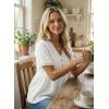 image:imageDokotoo Womens Short Sleeve Babydoll Tops Lace Trim V Neck Cotton Tunic Shirts for Women 2026 Summer Spring BlouseWhite