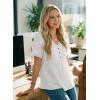 image:imageDokotoo Womens Short Sleeve Babydoll Tops Lace Trim V Neck Cotton Tunic Shirts for Women 2026 Summer Spring BlouseWhite