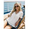 image:imageDokotoo Womens Short Sleeve Babydoll Tops Lace Trim V Neck Cotton Tunic Shirts for Women 2026 Summer Spring BlouseWhite