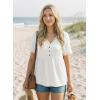 image:imageDokotoo Womens Short Sleeve Babydoll Tops Lace Trim V Neck Cotton Tunic Shirts for Women 2026 Summer Spring BlouseWhite