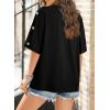 image:imageDokotoo Womens Short Sleeve Tops Crew Neck Button Casual Summer Oversized T Shirts BlousesBlack