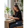 image:imageDokotoo Womens Short Sleeve Tops Crew Neck Button Casual Summer Oversized T Shirts BlousesBlack