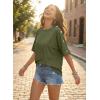 image:imageDokotoo Womens Short Sleeve Tops Crew Neck Button Casual Summer Oversized T Shirts BlousesMoss Green