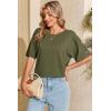 image:imageDokotoo Womens Short Sleeve Tops Crew Neck Button Casual Summer Oversized T Shirts BlousesMoss Green