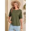 image:imageDokotoo Womens Short Sleeve Tops Crew Neck Button Casual Summer Oversized T Shirts BlousesMoss Green