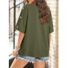 image:imageDokotoo Womens Short Sleeve Tops Crew Neck Button Casual Summer Oversized T Shirts BlousesMoss Green