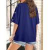 image:imageDokotoo Womens Short Sleeve Tops Crew Neck Button Casual Summer Oversized T Shirts BlousesNavy Blue