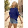 image:imageDokotoo Womens Short Sleeve Tops Crew Neck Button Casual Summer Oversized T Shirts BlousesNavy Blue