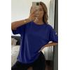 image:imageDokotoo Womens Short Sleeve Tops Crew Neck Button Casual Summer Oversized T Shirts BlousesNavy Blue