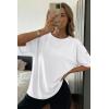 image:imageDokotoo Womens Short Sleeve Tops Crew Neck Button Casual Summer Oversized T Shirts BlousesWhite