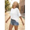 image:imageDokotoo Womens Short Sleeve Tops Crew Neck Button Casual Summer Oversized T Shirts BlousesWhite
