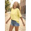 image:imageDokotoo Womens Short Sleeve Tops Crew Neck Button Casual Summer Oversized T Shirts BlousesYellow Cream