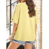 image:imageDokotoo Womens Short Sleeve Tops Crew Neck Button Casual Summer Oversized T Shirts BlousesYellow Cream