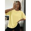 image:imageDokotoo Womens Short Sleeve Tops Crew Neck Button Casual Summer Oversized T Shirts BlousesYellow Cream