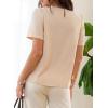 image:imageDokotoo Womens Short Sleeve Tops Dressy Casual V Neck Business Work Blouses Office ShirtsBeige