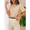 image:imageDokotoo Womens Short Sleeve Tops Dressy Casual V Neck Business Work Blouses Office ShirtsBeige