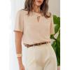 image:imageDokotoo Womens Short Sleeve Tops Dressy Casual V Neck Business Work Blouses Office ShirtsBeige