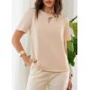 image:imageDokotoo Womens Short Sleeve Tops Dressy Casual V Neck Business Work Blouses Office ShirtsBeige