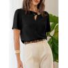 image:imageDokotoo Womens Short Sleeve Tops Dressy Casual V Neck Business Work Blouses Office ShirtsBlack