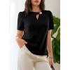 image:imageDokotoo Womens Short Sleeve Tops Dressy Casual V Neck Business Work Blouses Office ShirtsBlack