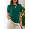 image:imageDokotoo Womens Short Sleeve Tops Dressy Casual V Neck Business Work Blouses Office ShirtsBlackish Green