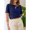 image:imageDokotoo Womens Short Sleeve Tops Dressy Casual V Neck Business Work Blouses Office ShirtsNavy Blue