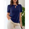 image:imageDokotoo Womens Short Sleeve Tops Dressy Casual V Neck Business Work Blouses Office ShirtsNavy Blue
