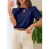image:imageDokotoo Womens Short Sleeve Tops Dressy Casual V Neck Business Work Blouses Office ShirtsNavy Blue