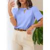 image:imageDokotoo Womens Short Sleeve Tops Dressy Casual V Neck Business Work Blouses Office ShirtsSky Blue