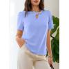 image:imageDokotoo Womens Short Sleeve Tops Dressy Casual V Neck Business Work Blouses Office ShirtsSky Blue