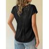 image:imageDokotoo Womens Silk Satin Tops Short Sleeve Shirts Crewneck Back Lace Patchwork Casual Dressy Blouse Summer OutfitsBlack