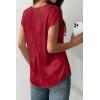 image:imageDokotoo Womens Silk Satin Tops Short Sleeve Shirts Crewneck Back Lace Patchwork Casual Dressy Blouse Summer OutfitsRed