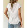 image:imageDokotoo Womens Silk Satin Tops Short Sleeve Shirts Crewneck Back Lace Patchwork Casual Dressy Blouse Summer OutfitsWhite