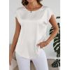 image:imageDokotoo Womens Silk Satin Tops Short Sleeve Shirts Crewneck Back Lace Patchwork Casual Dressy Blouse Summer OutfitsWhite