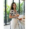 image:imageDokotoo Womens Spring Summer Casual V Neck Tops Loose Fit Short Sleeve Floral T ShirtsBlack