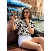 image:imageDokotoo Womens Spring Summer Casual V Neck Tops Loose Fit Short Sleeve Floral T ShirtsBlack