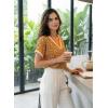 image:imageDokotoo Womens Spring Summer Casual V Neck Tops Loose Fit Short Sleeve Floral T ShirtsOrange 2