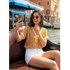 image:imageDokotoo Womens Spring Summer Casual V Neck Tops Loose Fit Short Sleeve Floral T ShirtsOrange 2